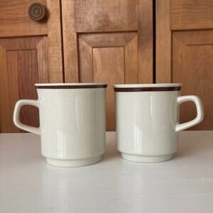 Vintage Stoneware Coffee Cups Made in Japan, Set of 2
